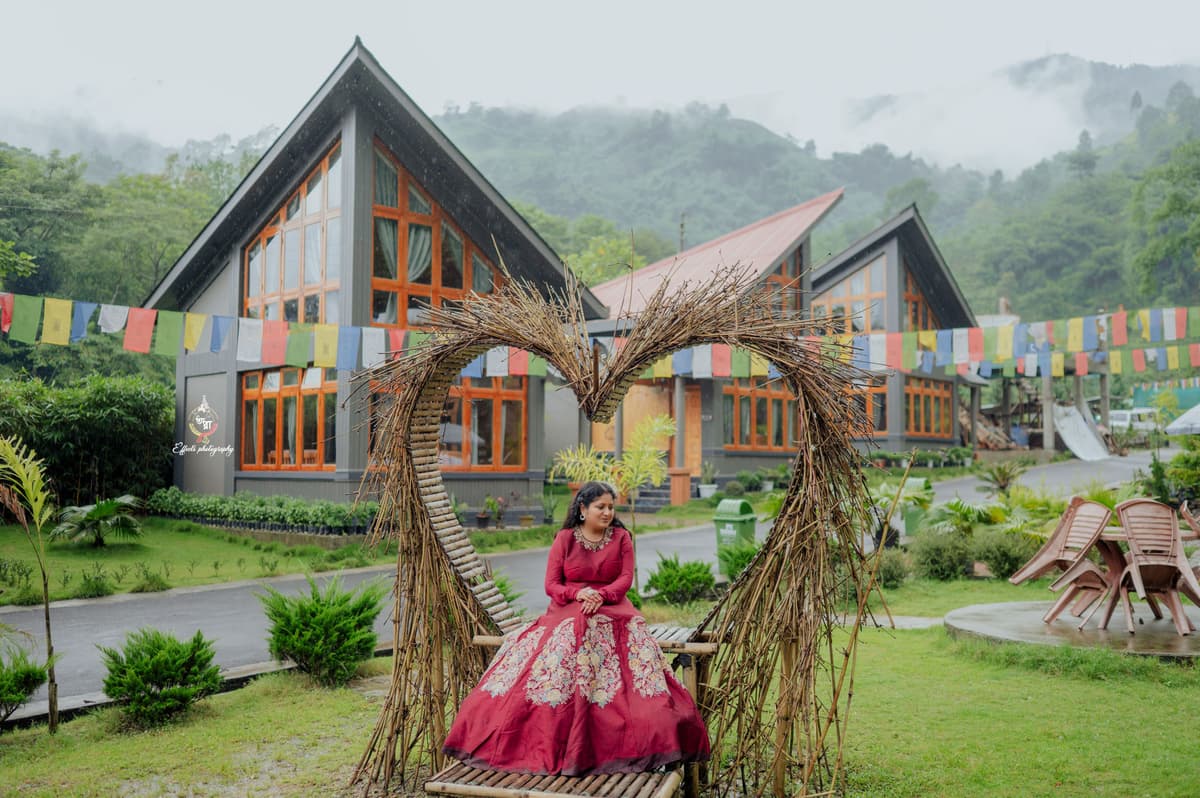 Cinematic couple portrait at a North Dinajpur wedding