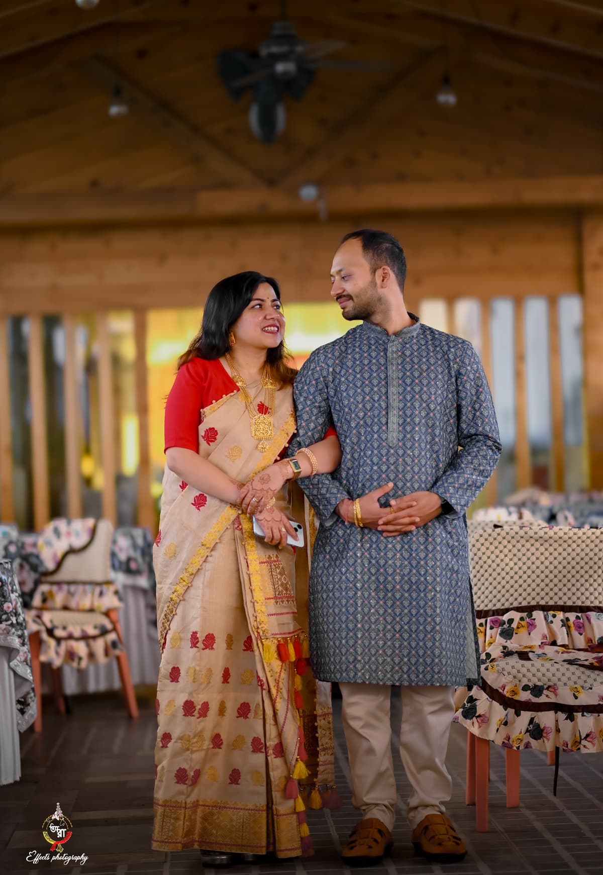 Cinematic silhouette shot of wedding couple